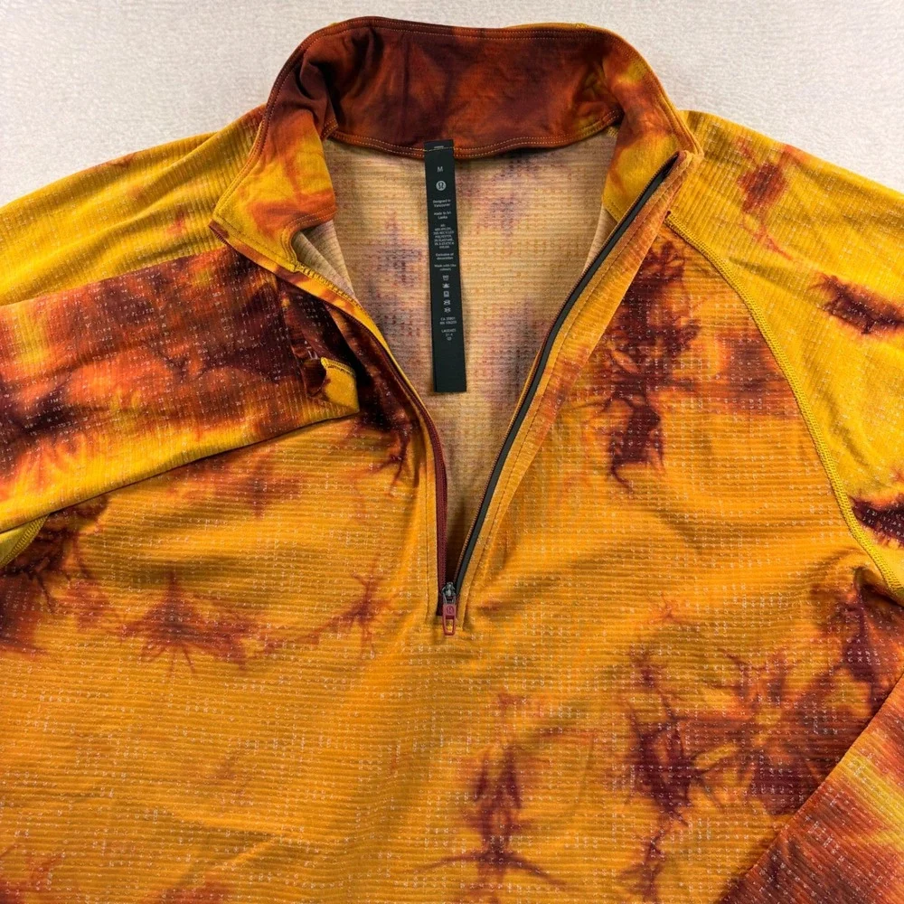 Lululemon Metal Vent Tech 1/2 Zip 2.0 Orange Tie Dye Pullover LM3DAES Mens M